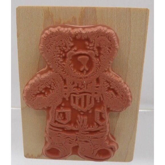 Teddy Bear in Bib Overalls and Sneakers Stamp F-569 ©1990 PSX - Picture 2 of 2